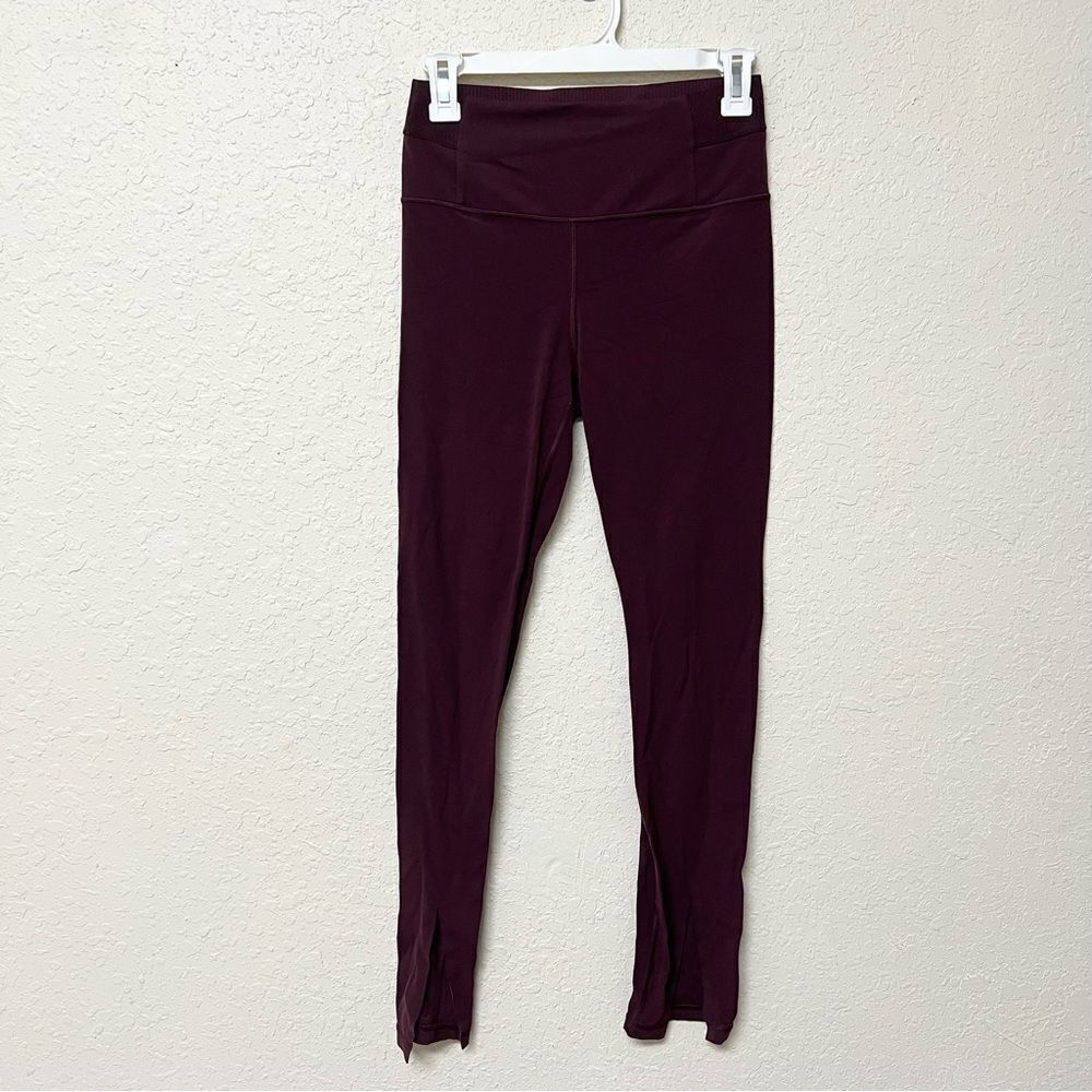 Athleta Aura Split Pant Legging Powervita Maroon  High Rise Women's Size S